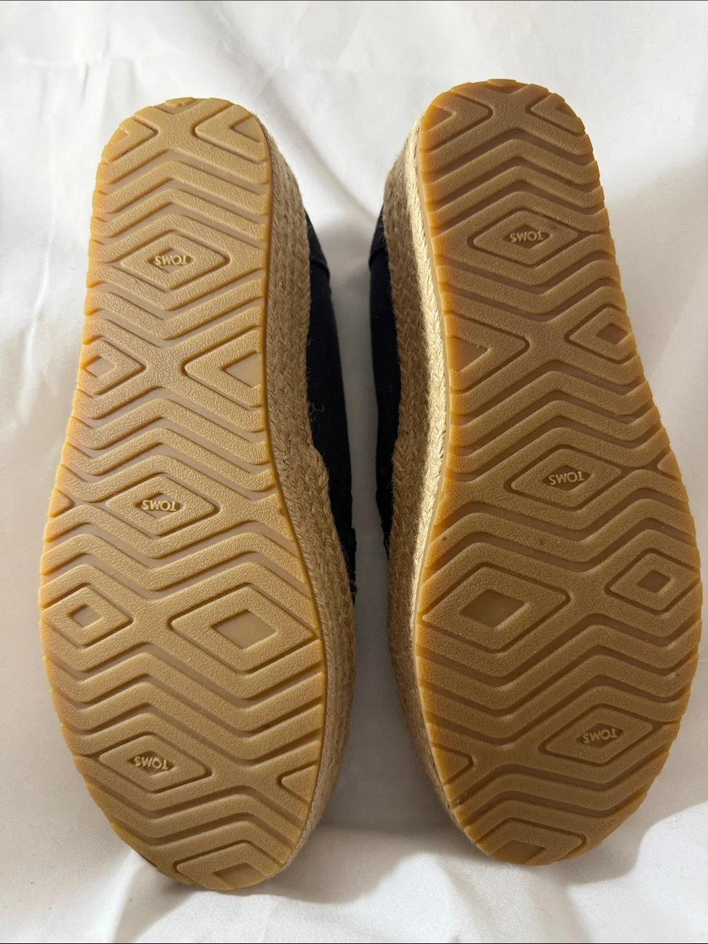 Toms Black Canvas Espadrille Platform Slip-Ons